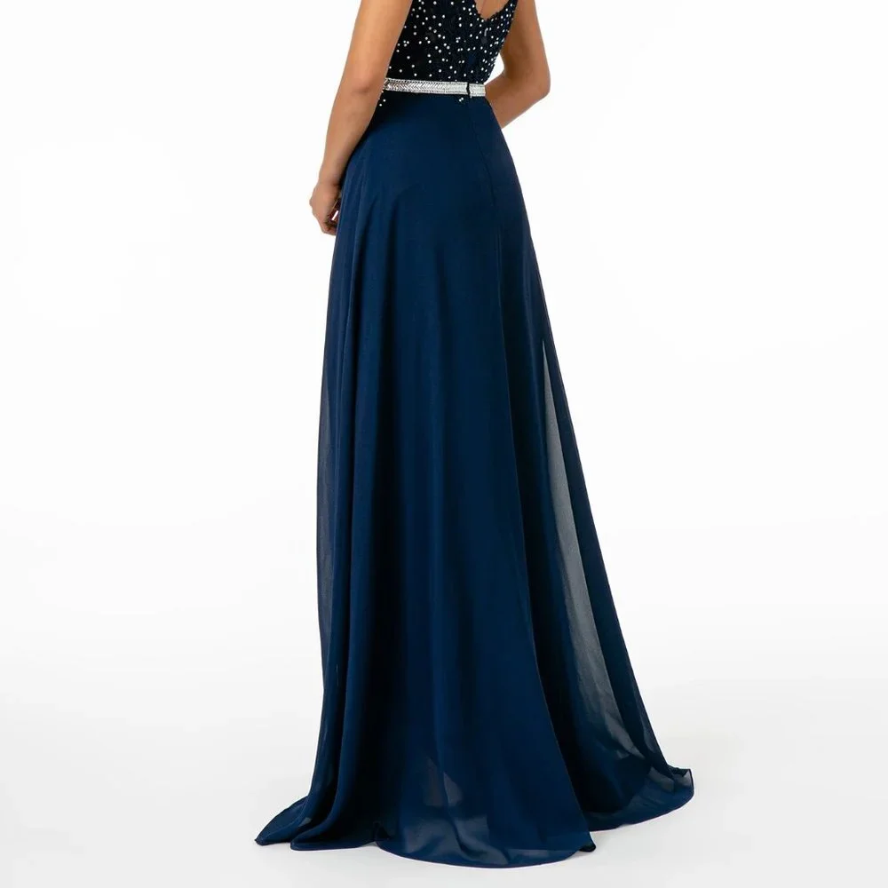 V-Neck A-Line Shape Evening Dress GSGL2653_6
